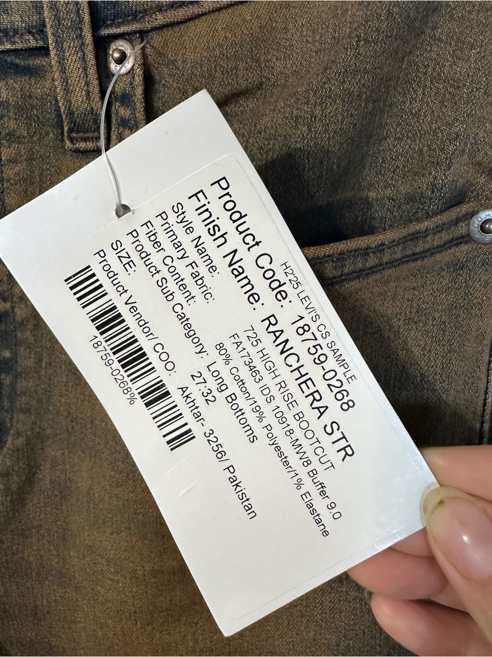 🆕 LEVI’s 725 RARE High Rise Bootcut Jean/Denim in Ranchera Straw - Picture 6 of 10